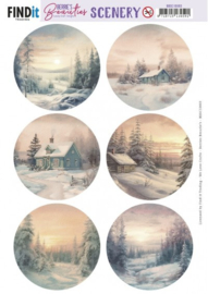 Push-Out Scenery - Berries Beauties - Winter Sunsets Round BBSC10003