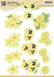 3D Knipvel - Jeanines Art - Gele bloemen CD10685