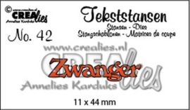 Crealies Tekststans no 42 Zwanger (NL) 11 x 44 mm / CLTS42 115634/3142