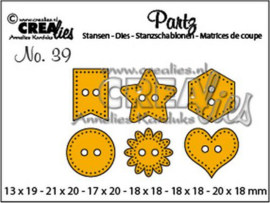 Crealies Partz no. 39 6x knoopjes CLPartz39 max. 20x18mm