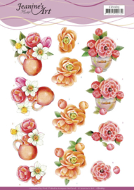 3D Cutting Sheet - Jeanine's Art - Orange Flowers CD11615