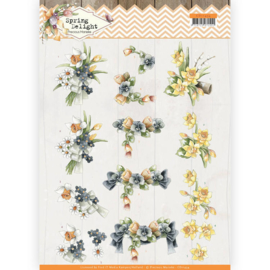 3D cutting sheet - Precious Marieke - Spring Delight - Violets and Daffodils CD11434
