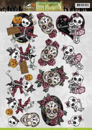 3D Knipvel - Yvonne Creations - Happy Halloween - Happy Skeletons CD10774