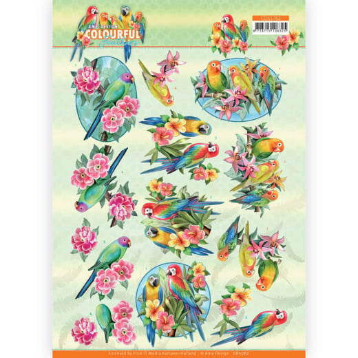 3D Cutting Sheet - Amy Design - Colourful Feathers - Parrot CD11762
