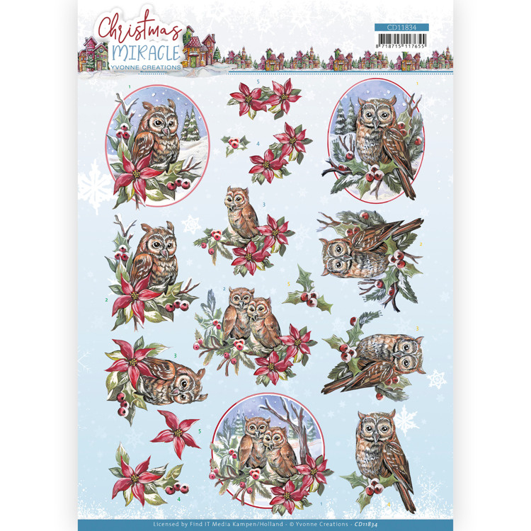 3D Cutting Sheet - Yvonne Creations - Christmas Miracle - Owl CD11834