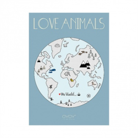 OYOY MINI SALE | Poster love animals - wereldkaart