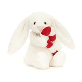 JELLYCAT | Knuffel Bashful Konijn met Zuurstok - Bunny with Candy Cane - 18 x 9 cm