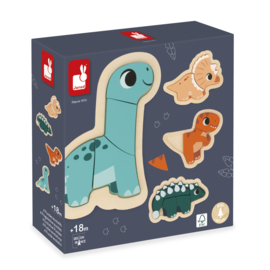 JANOD | Houten puzzel dino's - 2,3,4,5 st