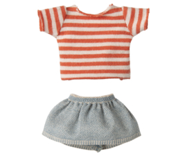 MAILEG | Muis grote zus - rood gestreept shirt en rok