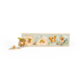 MOULIN ROTY | Houten knopjespuzzel - Trois petits lapins