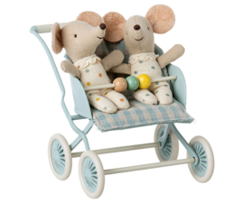 MAILEG | Poppenhuis kinderwagen baby mint - muis