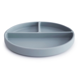 MUSHIE | Siliconen Bord Blauw - Silicone Suction Plate Powder Blue