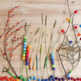 GRIMM'S | 120 gekleurde houten kralen regenboog - 12 mm