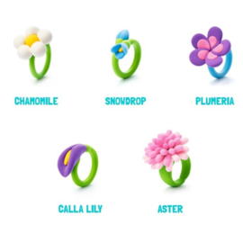 HEY CLAY | Boetseerklei bijoux rings flower - 5 ringen
