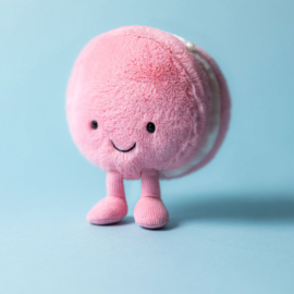 JELLYCAT | Amuseables knuffel macaron framboos - 12 x 10 x 5 cm