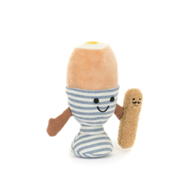 JELLYCAT | Amuseables knuffel gekookt ei met soldaatje - 19 x 10 x 9 cm19 x