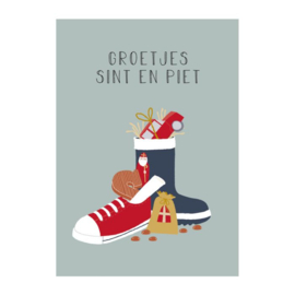 HOP | Ansichtkaart Sinterklaas 'groetjes sint en piet'