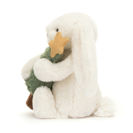 JELLYCAT | Knuffel Bashful Konijn met Kerstboom - Bunny with Christmas Tree - 18 x 9 cm