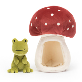 JELLYCAT | Knuffel Kikker & Paddenstoel - Forest Fauna Frog - 21 x 11 cm