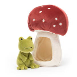 JELLYCAT | Knuffel Kikker & Paddenstoel - Forest Fauna Frog - 21 x 11 cm