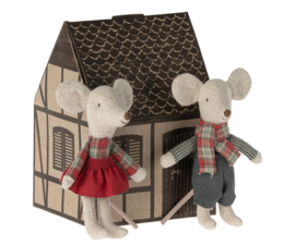 MAILEG | Muis tweeling winter muisjes in huisje