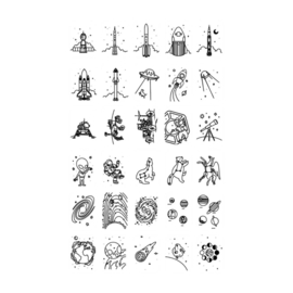 KIDYWOLF | Kidydraw mini extra tekenkaarten - heelal & dinosaurus