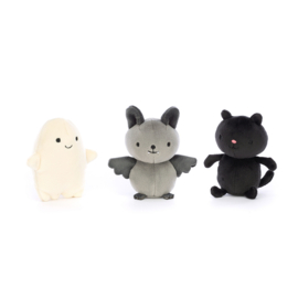JELLYCAT | Knuffels Spookje, vleermuis & kat in ketel - Cauldron Cuties (15 cm)