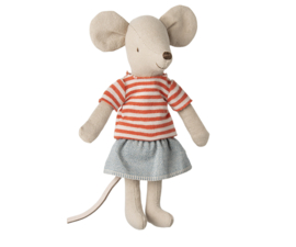 MAILEG | Muis grote zus - rood gestreept shirt en rok