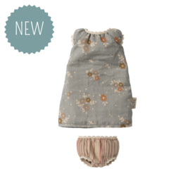 MAILEG | Konijn kleding - blauwe bloemenjurk size 1