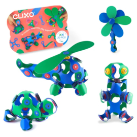 CLIXO | Magnetisch constructiespeelgoed - crew pack - blue & green - 30st
