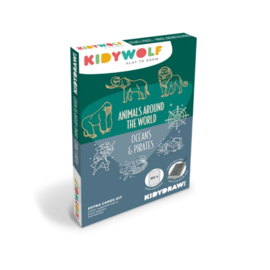 KIDYWOLF | Kidydraw mini extra tekenkaarten - werelddieren & piraten