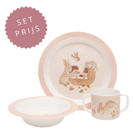 PETIT MONKEY | Kinderservies set melamine Animal Craddle - roze