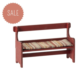 MAILEG | Poppenhuis houten bankje rood - muis