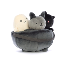 JELLYCAT | Knuffels Spookje, vleermuis & kat in ketel - Cauldron Cuties (15 cm)