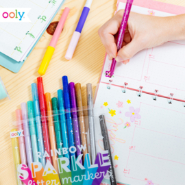 OOLY | Regenboog glitter markers - viltstiften