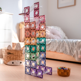 CONNETIX TILES | Pastel ball run pack - Magnetische tegels knikkerbaan pastel - 106 stuks