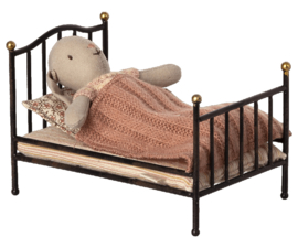 MAILEG | Poppenhuis vintage bed antraciet - muis