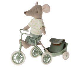 MAILEG | Muis grote broer met groene rugzak - Tricycle mouse big brother with bag