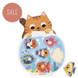 JANOD | Houten knoppuzzel Aquarium - 6 stukjes