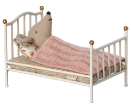 MAILEG | Poppenhuis vintage bed wit - muis