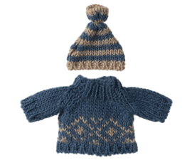 MAILEG | Muis kleding - trui & muts blauw - vader