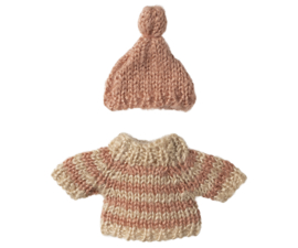 MAILEG | Muis kleding - trui & muts roze- grote zus