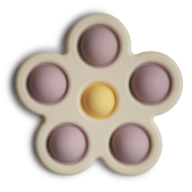 MUSHIE | Pop It Bloem Lila & Geel - Flower Press Toy Lilac Daffodil Ivory