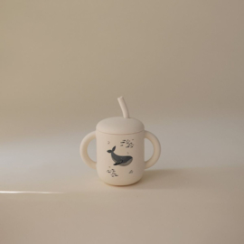 MUSHIE | Siliconen kinderbeker met rietje - whales