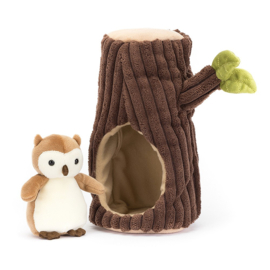 JELLYCAT | Knuffel Uil & Boom - Forest Fauna Owl - 18 x 11 cm