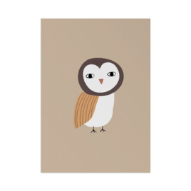 LITTLE OTJA | Kinderposter uil - tan - 30 x 40 cm