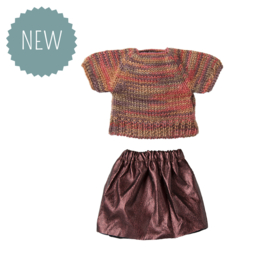 MAILEG | Muis kleding  -glanzende rok en trui - moeder 
