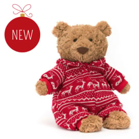 JELLYCAT | Knuffel Beer Bartholomew Winter Pyjama - medium - 26 x 12 cm