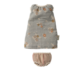 MAILEG | Konijn kleding - blauwe bloemenjurk size 1