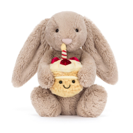 JELLYCAT | Bashful knuffel konijn met verjaardagstaart - 31x 12 x 9 cm